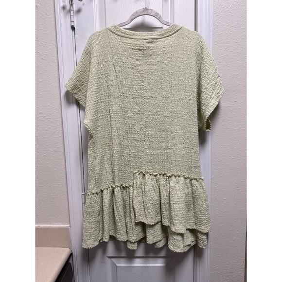 Free People Beach Marni Oversized Mini Tunic Dress Pastel Green Size Medium - Picture 3 of 7